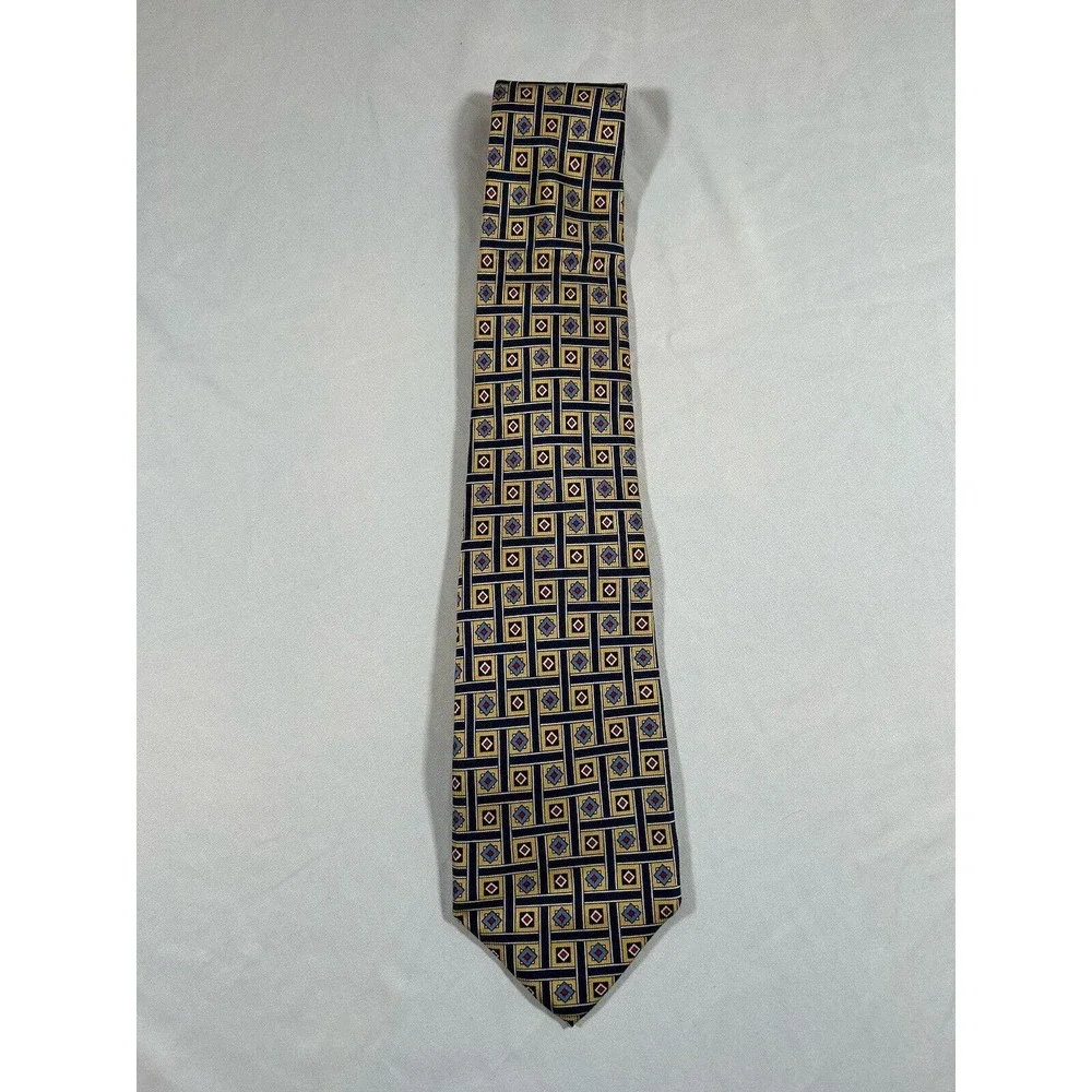 Vintage Robert Talbott Hand Sewn Geometric 100% Silk Tie Made In USA